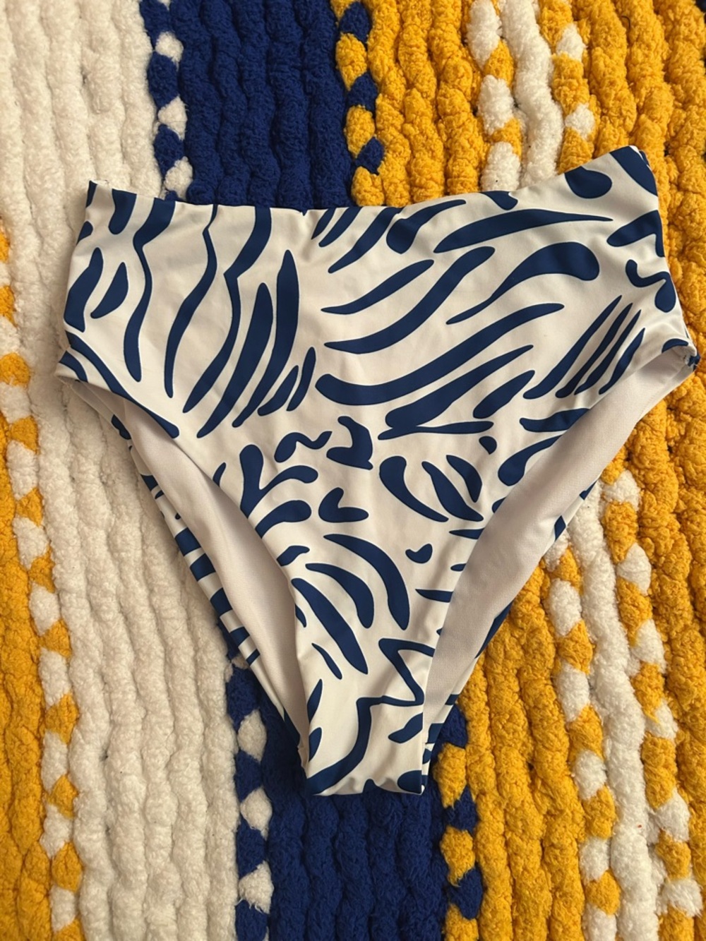 wild fable Blue and White High-Waist Bikini Bottoms